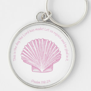 Psalm 118:24 This is the Day with Seashell Key Ring