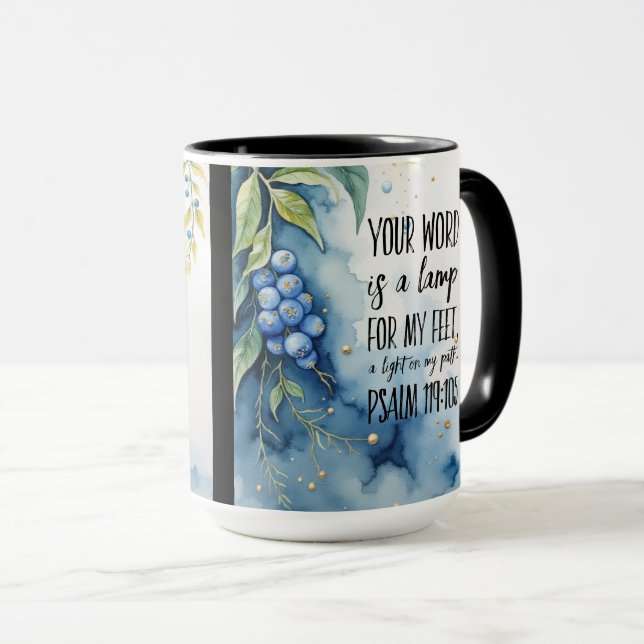 Psalm 119:105 Christian Bible Verse on Image Mug (Front Right)