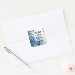 Psalm 119:105 Christian Bible Verse on Image Square Sticker