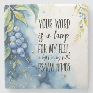 Psalm 119:105 Christian Bible Verse on Image Stone Coaster