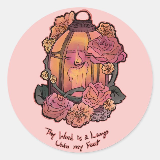 Psalm 119:105 classic round sticker (Front)