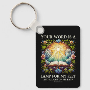 Psalm 119:105 Your Word Is A Lamp Bible verse Key Ring