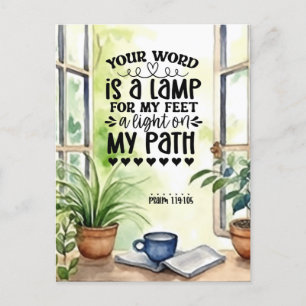 Psalm 119:105 Your Word is a Lamp Bible Verse Postcard