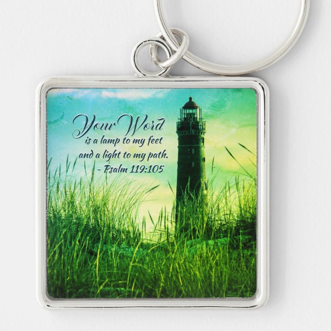 Psalm 119:105 Your Word is a lamp unto my feet Key Ring (Front)