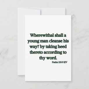 Psalm 119:9 KJV Bible Scripture Flat Greeting Card