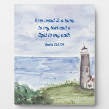 Psalm 119 Bible Verse Coastal Lighthouse Sign 8x10