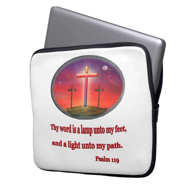 Psalm 119 laptop sleeve (Front Left)