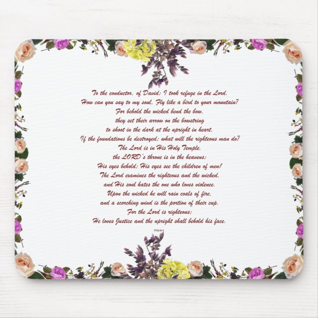 Psalm 11,  Fly like a bird to your mountain, Mouse Pad (Front)