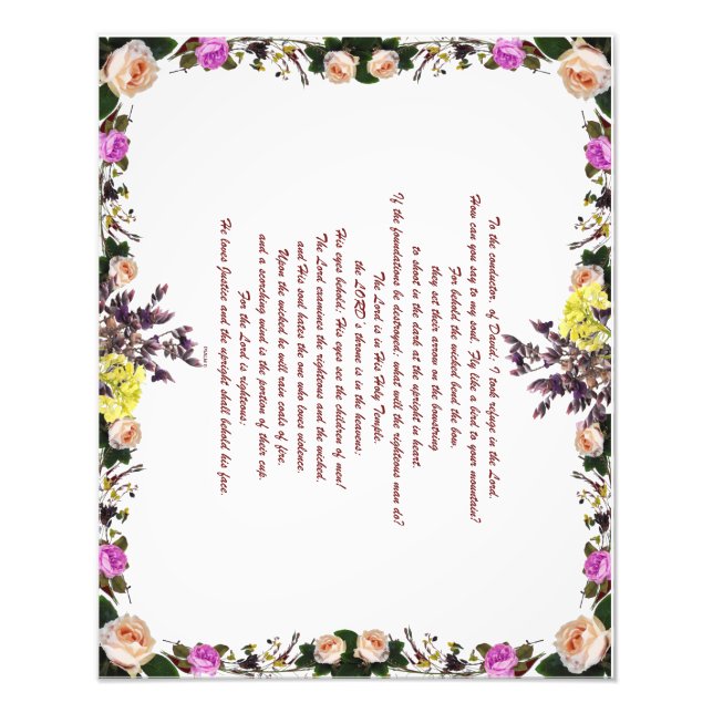 Psalm 11,  Fly like a bird to your mountain, Photo Print (Front)