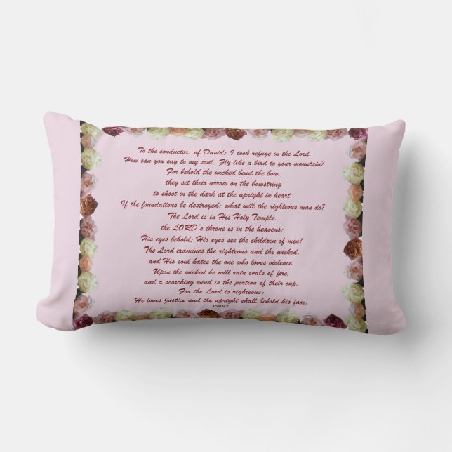 Psalm 11, Scripture, Bible Verse, Lumbar Cushion (Front)