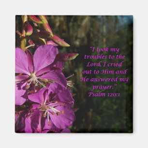 Psalm 120:1 Encouragement Purple Flower Magnet