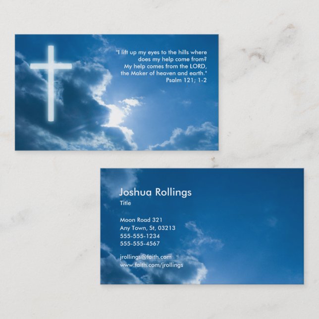 Psalm 121; 1-2 | Blue Christian Business Card (Front/Back)