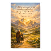 Psalm 121:1-2 KJV Scripture Poster | Christian Art