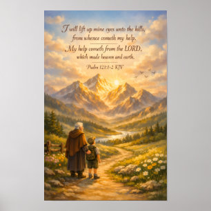 Psalm 121:1-2 KJV Scripture Poster Christian Art