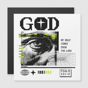 Psalm 121:2 Neon Lime Eye Of God CRT Glitch Art