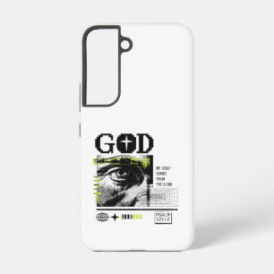 Psalm 121:2 Neon Lime Eye Of God CRT Glitch Art Samsung Galaxy Case