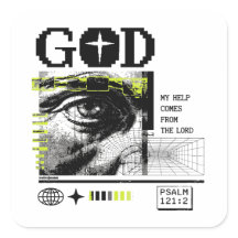 Psalm 121:2 Neon Lime Eye Of God CRT Glitch Art