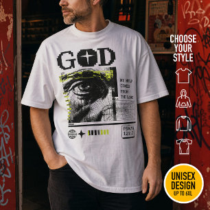 Psalm 121:2 Neon Lime Eye Of God CRT Glitch Art T-Shirt