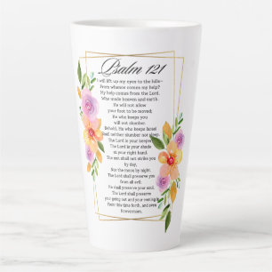 Psalm 121 Floral Geometric Frame Latte Mug