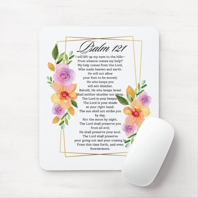 Psalm 121 Floral Geometric Frame Mouse Pad (With Mouse)