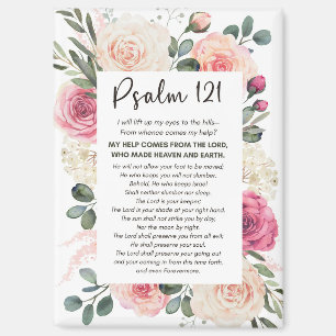 Psalm 121 I will lift up my eyes Floral Bible Magnet