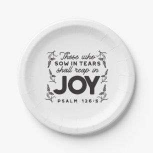 Psalm 126:5 Scripture Typography – Reap in Joy Paper Plate