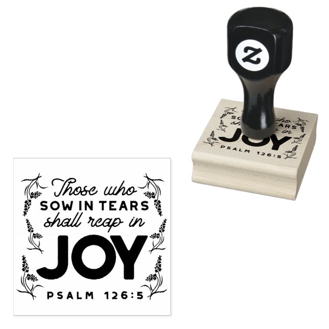 Psalm 126:5 Scripture Typography – Reap in Joy Rubber Stamp (Stamped)