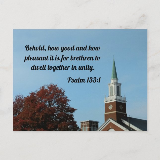 Psalm 133:1 Behold, how good and how pleasant  Postcard (Front)