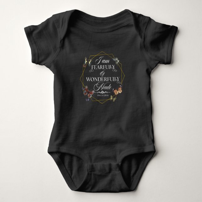 Psalm 139 14 Christian Bible Verse Quote Baby Bodysuit (Front)