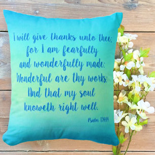 Psalm 139:14 Encouraging Bible Verse Cushion