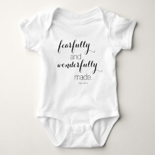 Psalm 139:14 "fearfully and wonderfully made" baby bodysuit