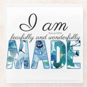 Psalm 139:14 Fearfully & Wonderfully Made Glass Coaster
