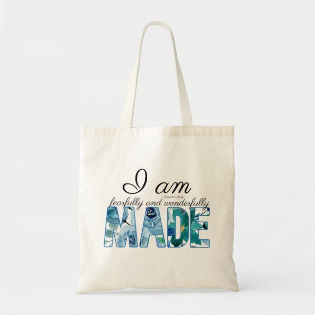 Psalm 139:14 Fearfully & Wonderfully Made Tote Bag (Front)