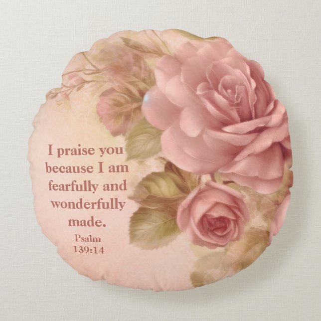 Psalm 139: 14 Fleece Blanket Round Cushion (Front)