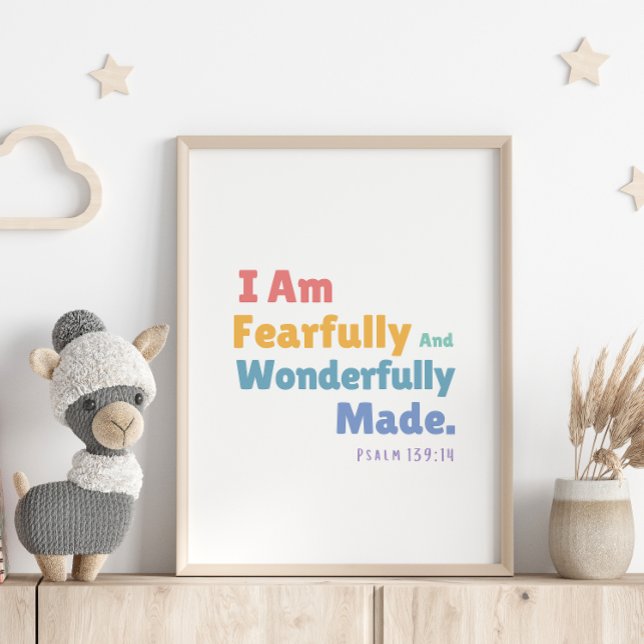 Psalm 139:14 Kids Bible Verse Christian Nursery Po Poster (Creator Uploaded)