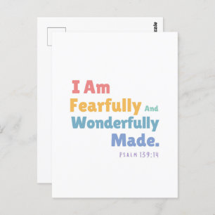 Psalm 139:14 Kids Bible Verse Christian Nursery Postcard