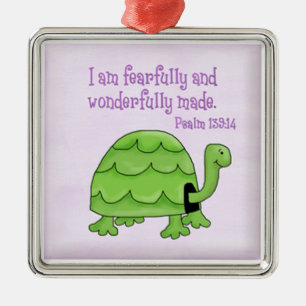 psalm 139:14 kids christian turtle metal ornament