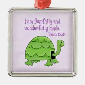 psalm 139:14 kids christian turtle metal ornament