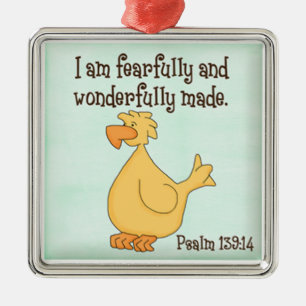 psalm 139:14 kids christian yellow duck metal tree decoration