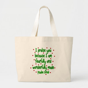 Psalm 139:14 large tote bag