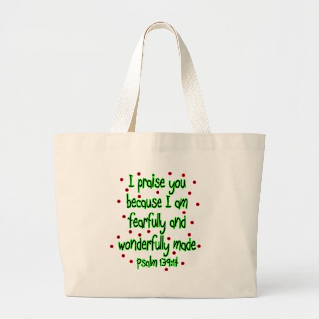 Psalm 139:14 large tote bag (Front)