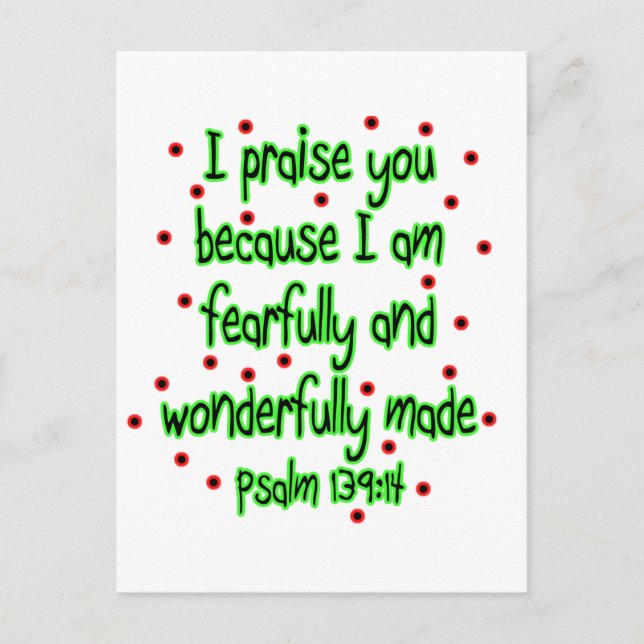 Psalm 139:14 postcard (Front)