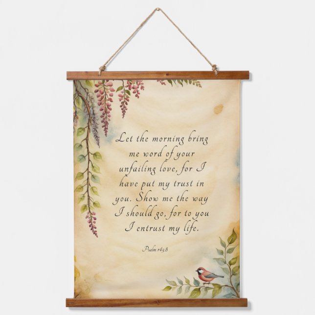 Psalm 143:8 Christian Bible Verse Art Hanging Tapestry (Front)