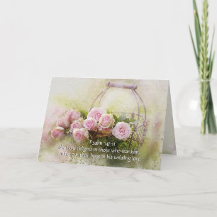 Psalm 147:11 Inspiring Bible Verse Pink Roses Card