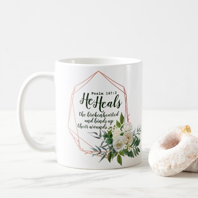 Psalm 147:3 Coffee Mug (With Donut)