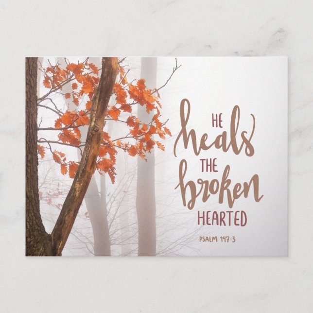 Psalm 147:3 He Heals the Broken Hearted  Postcard (Front)