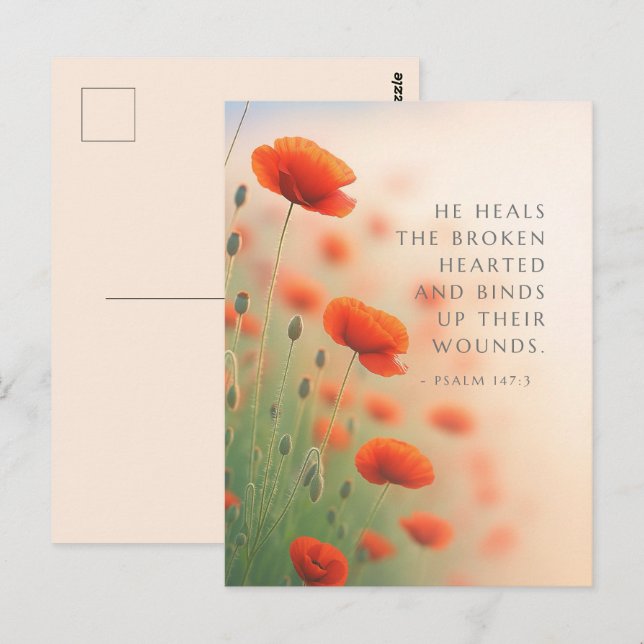 Psalm 147:3 He Heals the Brokenhearted Scripture Postcard (Front/Back)