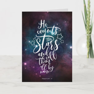 Psalm 147:4-5 He Counts the Stars Bible Verse Card