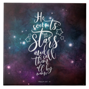 Psalm 147:4 He Counts the Stars Bible Ceramic Tile
