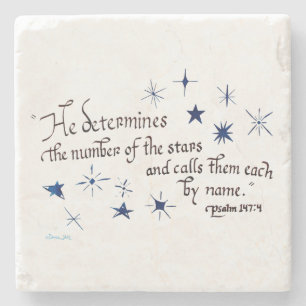 Psalm 147 4 Stars Christian Bible Verse Scripture Stone Coaster